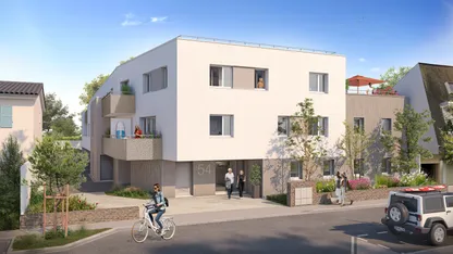 Programme immobilier neuf Ondine à La Turballe : grande terrasse meublée et baie vitrée