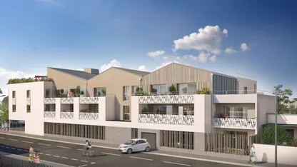 Programme neuf Carré des Sables à Saint-Jean-de-Monts (Vendée) : résidence blanche et bois à balcons