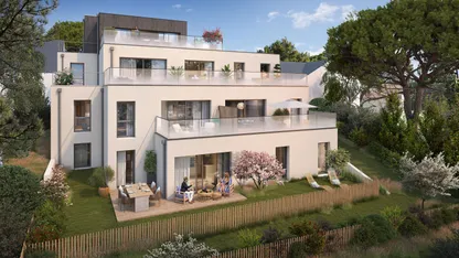 Programme immobilier neuf Villa Blanche à Pornichet : résidence blanche à grandes terrasses vue mer